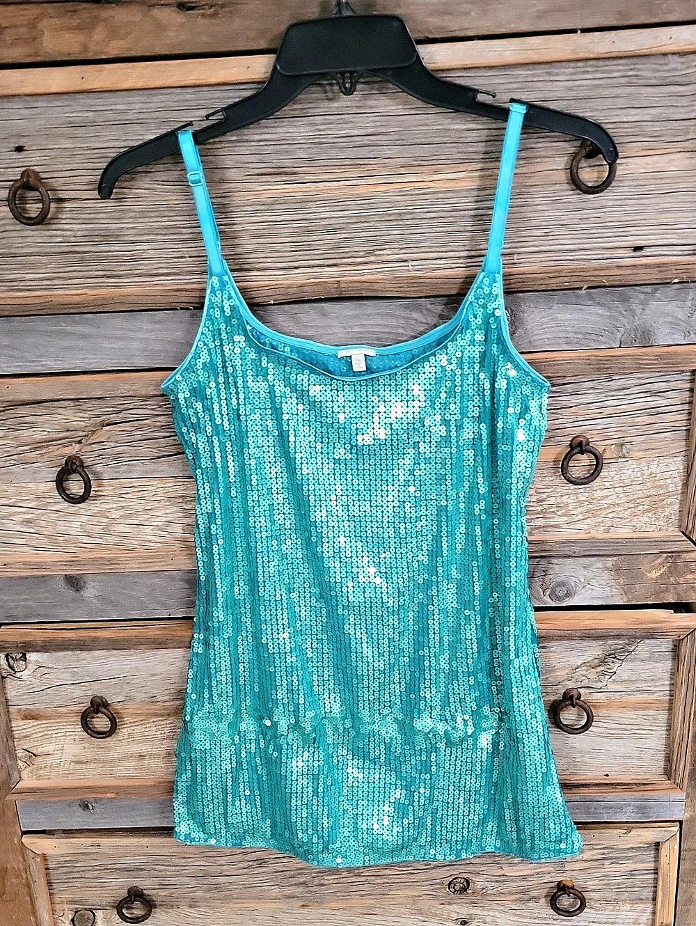 Charlotte Russe Sequin Camisole in Blue/green Size XL